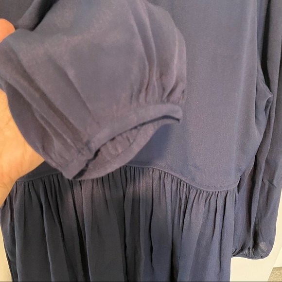 Magali Pascal Dress Anthropologie Navy Blue Clemence Lace Silk Coquette Mini - Picture 5 of 13